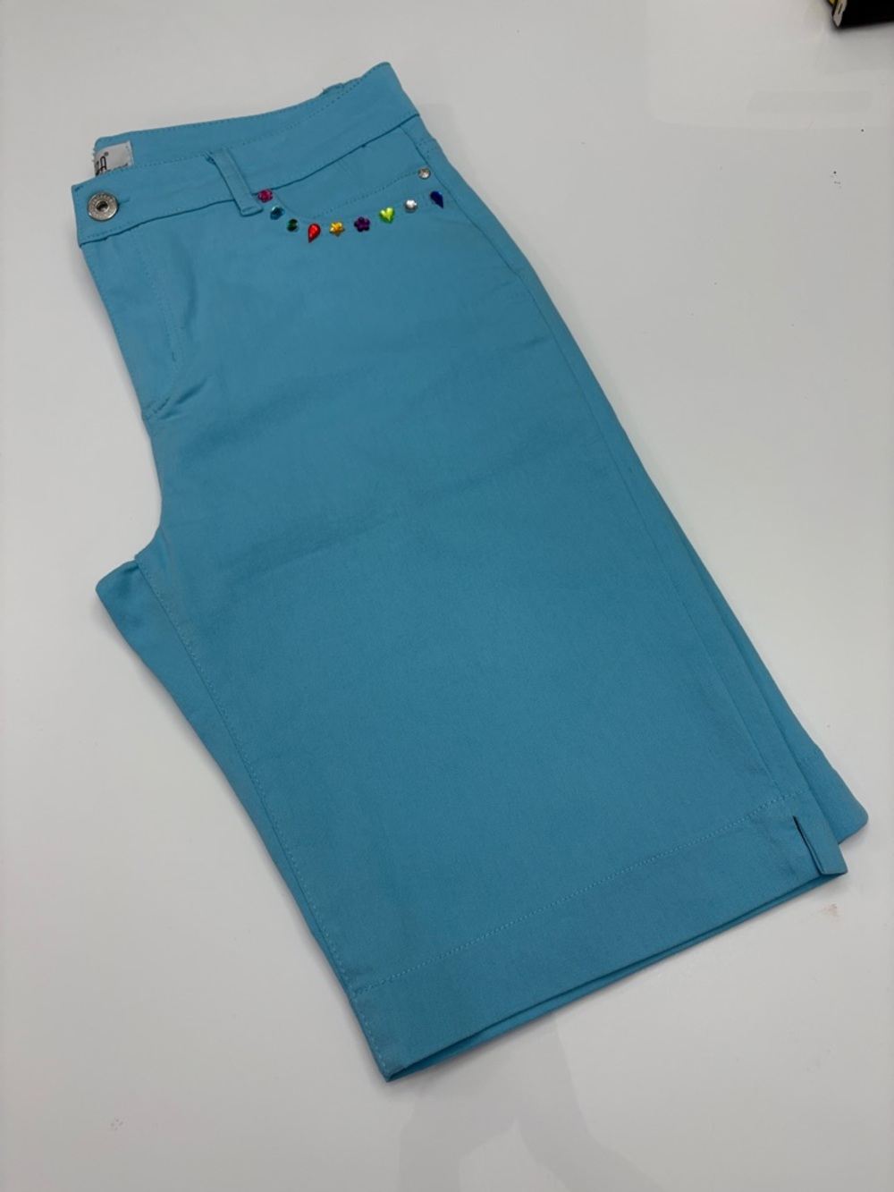 Dolcezza Light Blue Stretch Shorts – Chic Summer Staple size 14 NWT - Picture 13 of 13